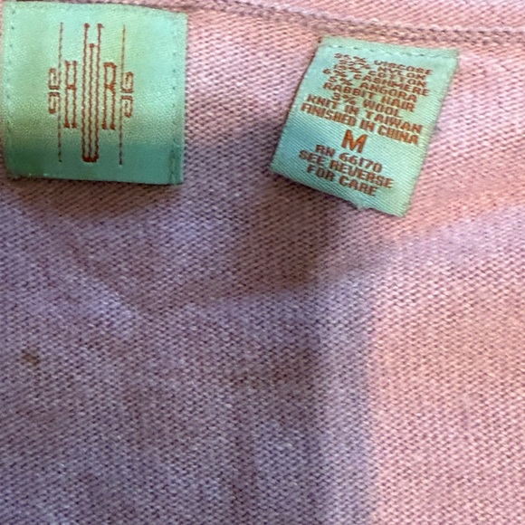 Anthropologie Blush Pink Embellished Cardigan Sweater Beaded Front 3/4 Sleeve - Picture 6 of 6